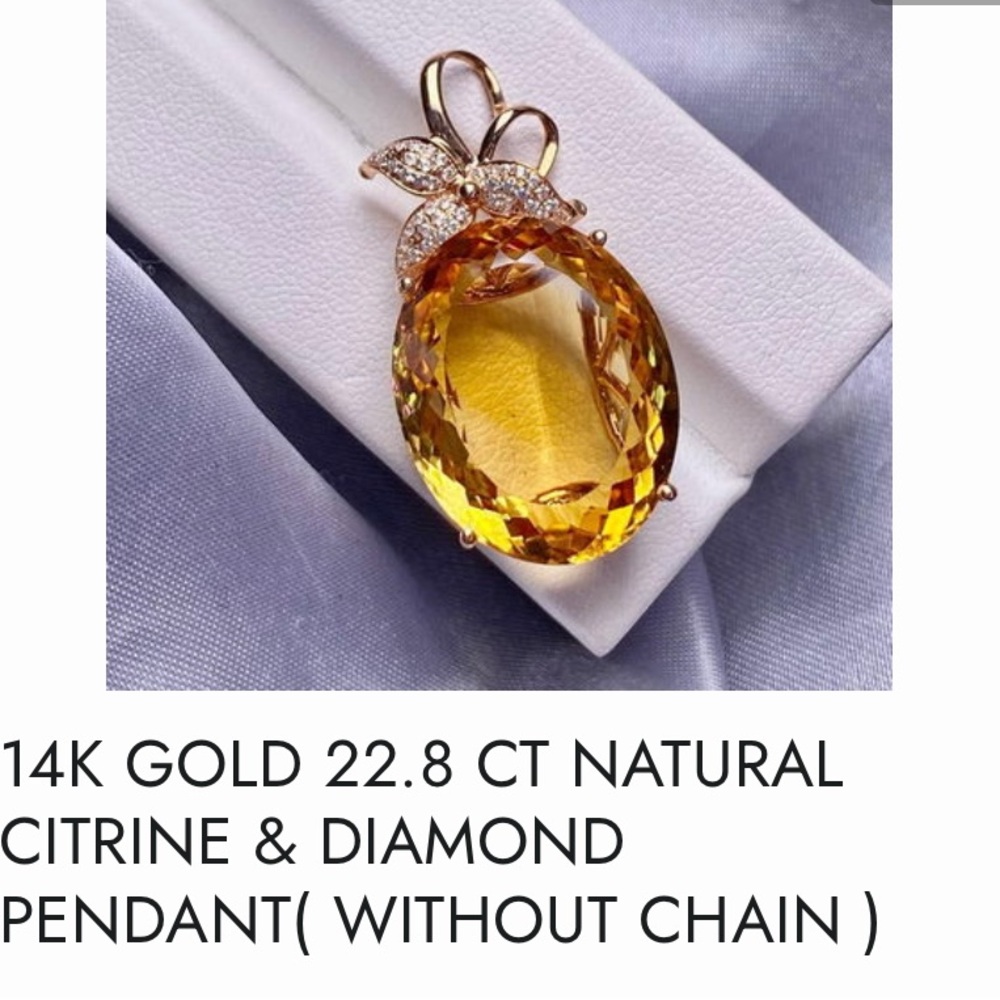 Gold and Yellow Citrine Necklace with Diamond Accents-NEW